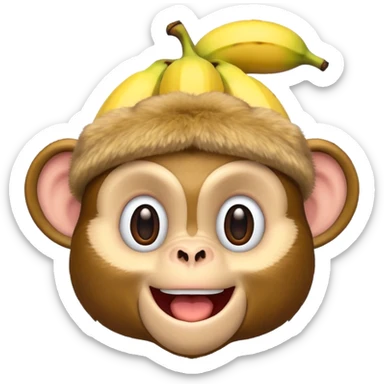 monkey with banana hat sticker