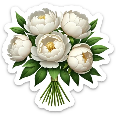 White peonies bouquet  sticker