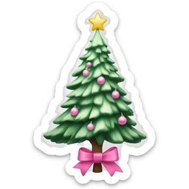 white christmas tree with pink bow sticker