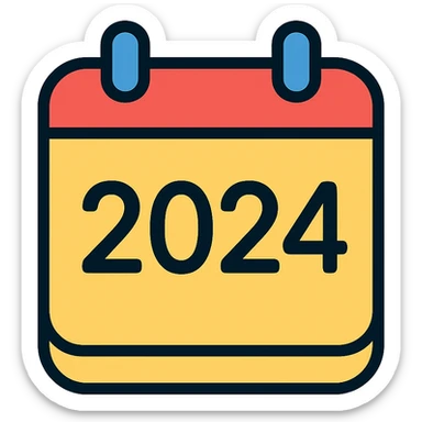 calendar with large 2024 in center, no dates or months, modern clear style sticker