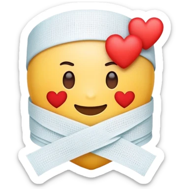 A cute "get well soon" emoji with a heart wearing a bandage sticker