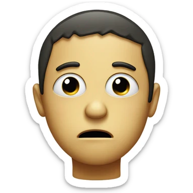 Sad face with mouth extending past face sticker