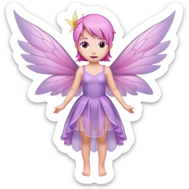 Lilac and pink fairy with wings but you can see her whole body  sticker