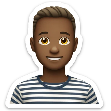 smiling boy in striped shirt sticker