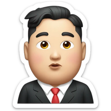 super fat Kim jong un with a white tick mark sticker
