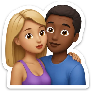 Tan girl and black guy kissing sticker