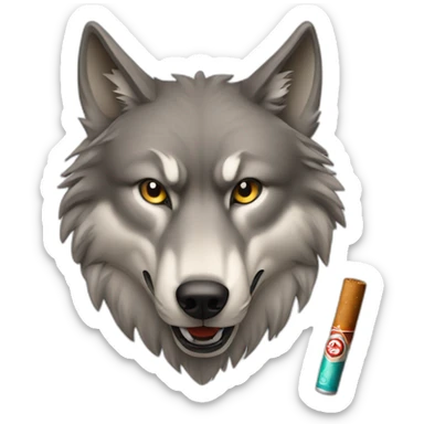 Wolf with sigarets sticker