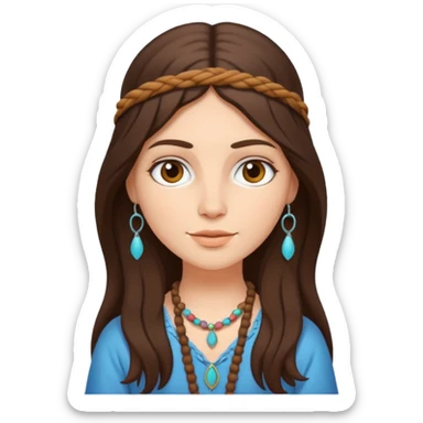 Brunette hippie sticker