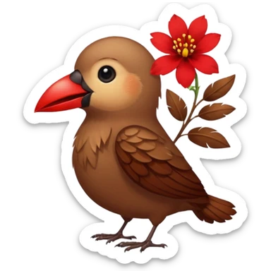 A bird carrying a red flower in its mouse  sticker