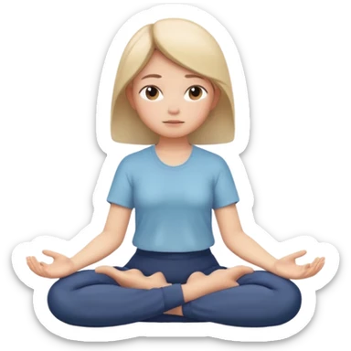 memoji of a girl meditating, calm demeanor, cross-legged, hands on knees, subtle gradient background sticker