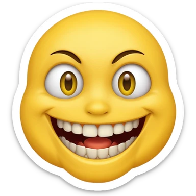 creepy smile lots of teeth built like regular yellow smile sticker