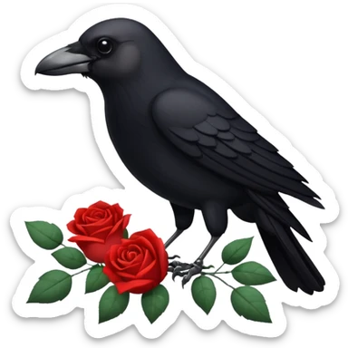 Crow with white roses sticker