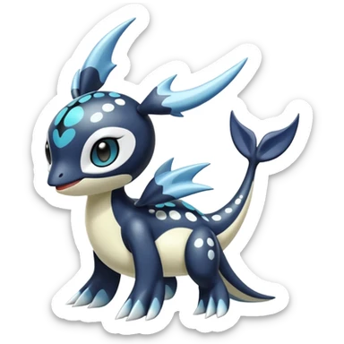 Black and white smooth glossy soft hot spotted Meloetta-Dialga-Orca-Giratina-Noibat-Pokémon-Fakémon-fusion-hybrid-creature sticker