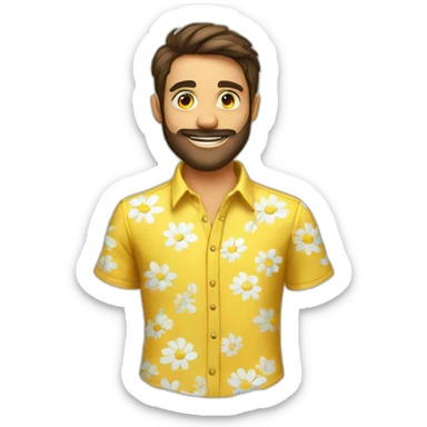 Homme brun chemise jaune a fleurs sticker