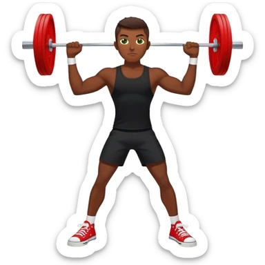 tanned guy green eyes black clothes red converse shoes clean and jerk exercise sticker