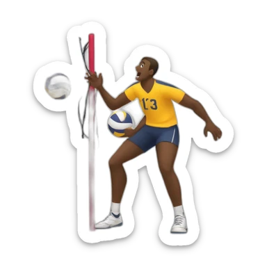 Volleyball players spiking men sticker