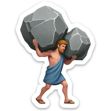 Atlas the greek god carrying big rock and shirt and get heavied sticker