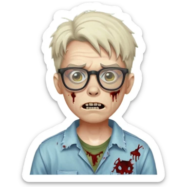 Zombie nerd sticker