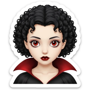 A black vampire girl with short curly hair sticker