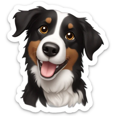 Short haired Border Collie mix black brown, happy and cute  sticker
