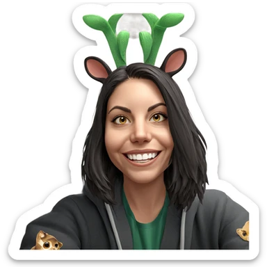 smiling boy with animal ears sticker