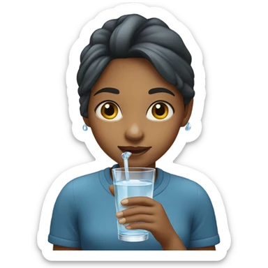 Girl drink water sticker
