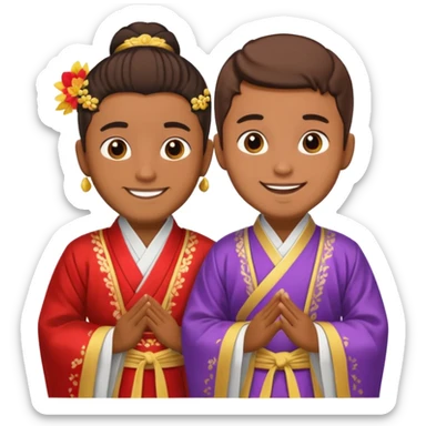 gay happy brown skin couple in hanfu sticker