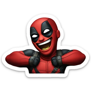 DeadPool emote laughing out loud and holding his belly sticker