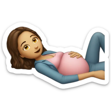 pregnant girl lying on the couch with her cat waiting for McDonald's. sticker