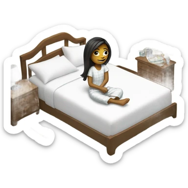 A clean girl getting ready for bed in her fresh sheets sticker