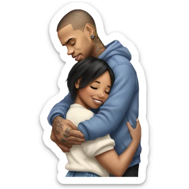 Hyper Realistic Chris Brown hugging Karruche Tran sticker