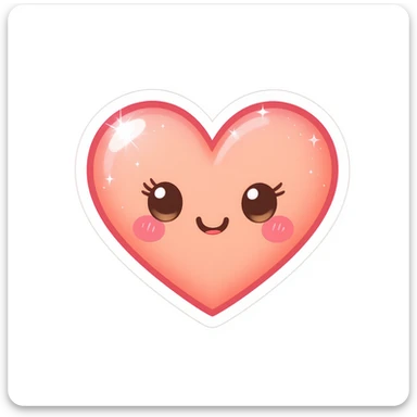 cute and shiny heart emoji, no background sticker