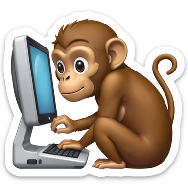monkey browsing on CRT computer sticker
