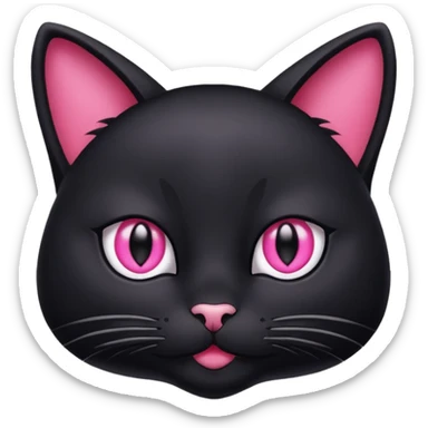 black cat with pink eyes sticker