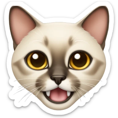siamese cat with bottom tooth poking out sticker
