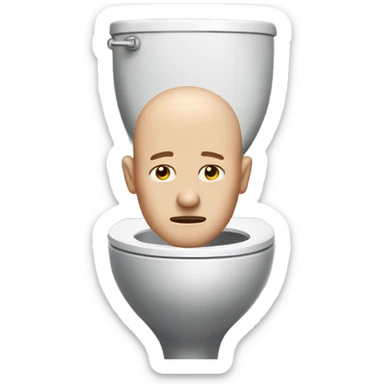 bald persons head coming out of a toilet sticker