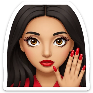 Baddie Latina emoji with fake lashes and nails sticker