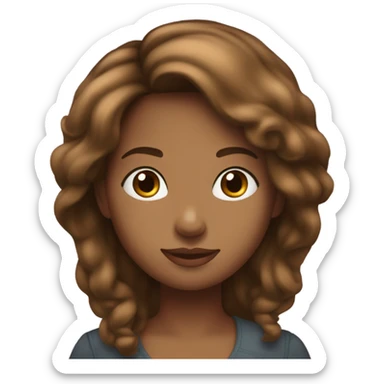 Fille cheveux mi long brune peau blanche hevex e eux marons sticker