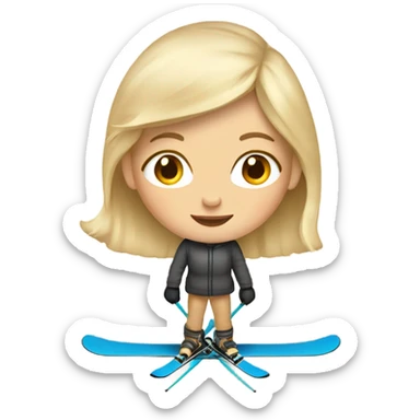 Blond girl on a beige skis sticker