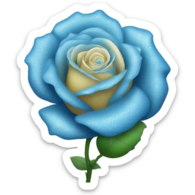 Glittery blue rose flower sticker