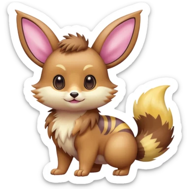 Kawaii Shiny Colorful Pastel Furret-Eevee-fusion Full Body sticker