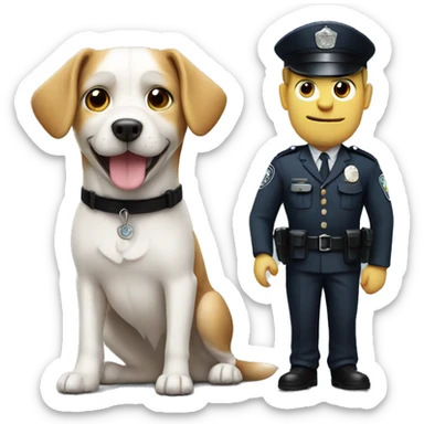 Dog with a policeman sticker