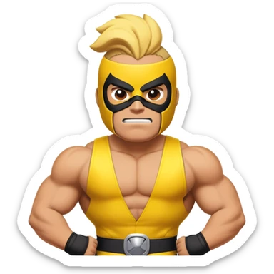El Primo character from Brawl Stars, a muscular wrestler with a luchador mask and yellow and black outfit sticker