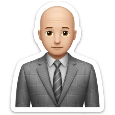 🧍 but in a gray plaid suit, he’s bald and back is facing us sticker