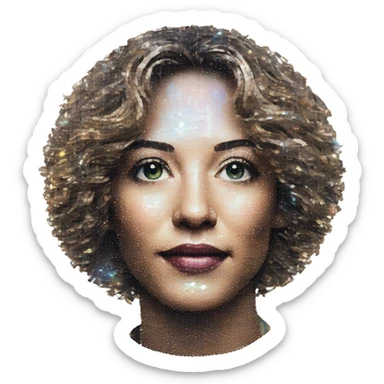 Person face portrait made entirely of holographic record discs vinyls sticker