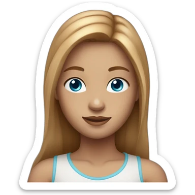 1 girl with light brown long hair, blue eyes and freckles sticker