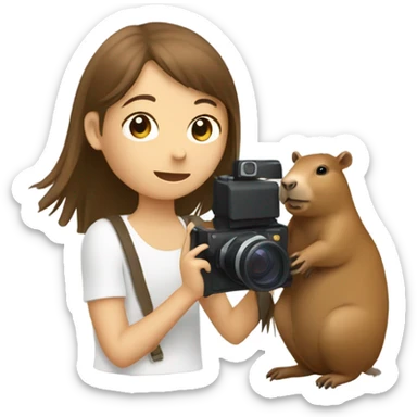 girl films capybara sticker