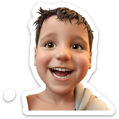 smiling boy portrait with mole sticker