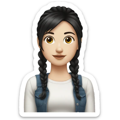 white girl, short ponytail with medium bangs black hair, tight jeans sticker