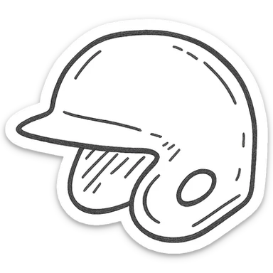 baseball helmet, hand drawn outline icon style, sketchy lines, no fill sticker